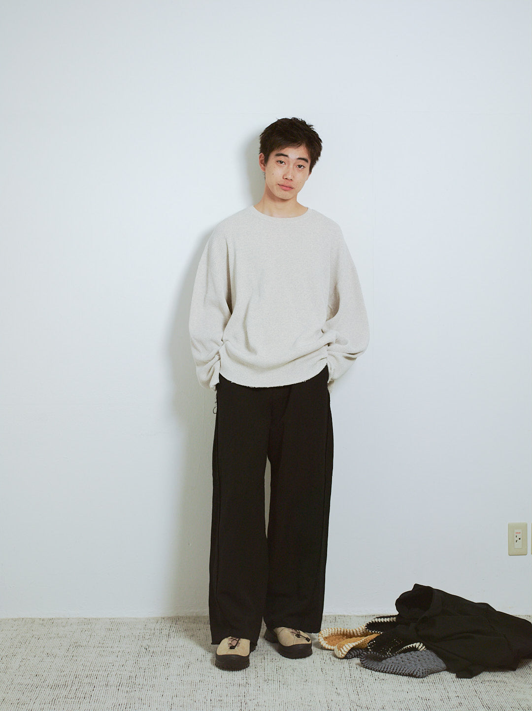 WAFFLE SIDE RIB LOOSE SLEEVE TEE