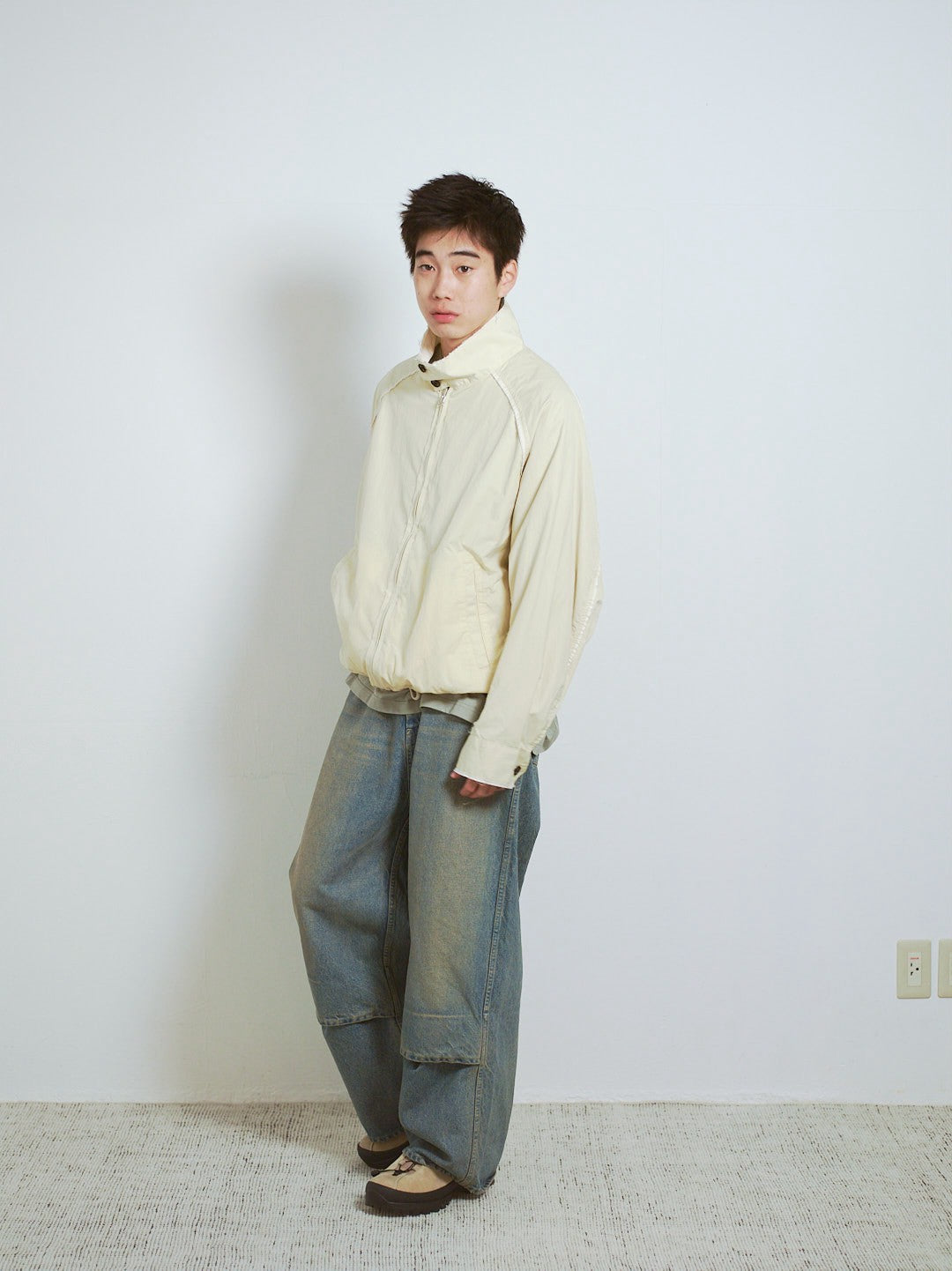 DENIM VENTILATION RAYERED PANTS : DISTRESSED