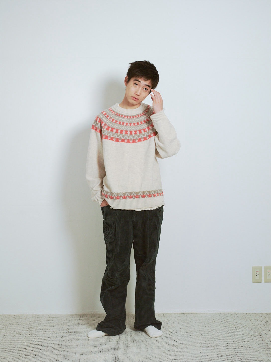 WOOL NORDIC KNIT SWEATER : INSIDE OUT PATTERN