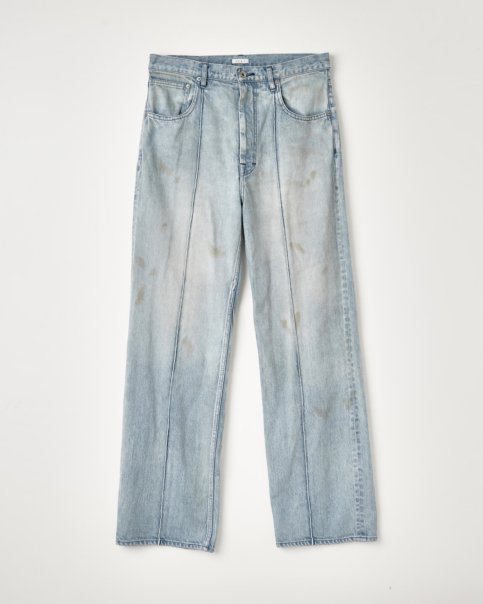 12oz DENIM STRAIGHT PINTUCK PANTS : DELTA SHAPE – Name. OFFICIAL STORE