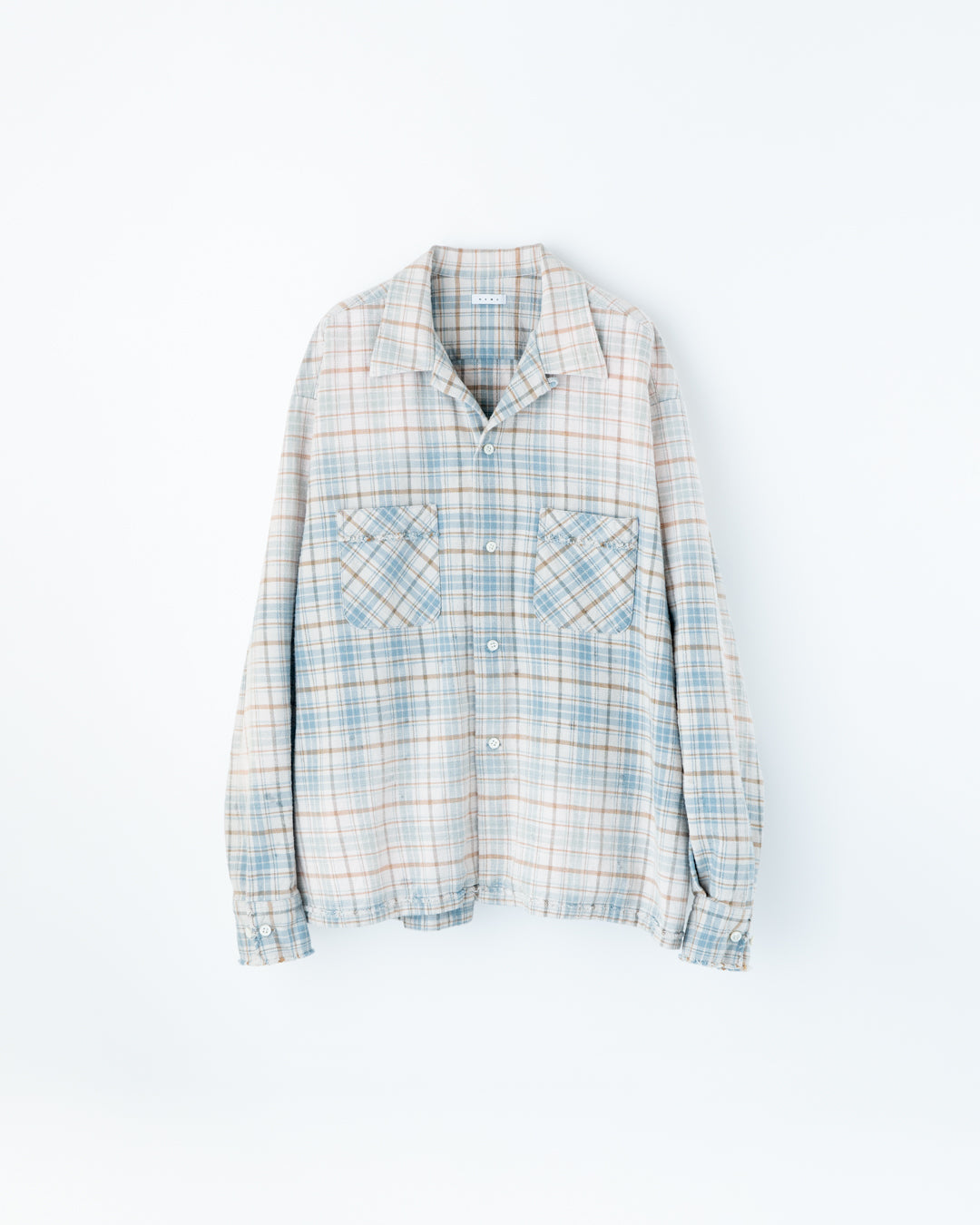 COTTON FLANNEL PLAID OPEN COLLAR SHIRT : DISTRESSED – Name