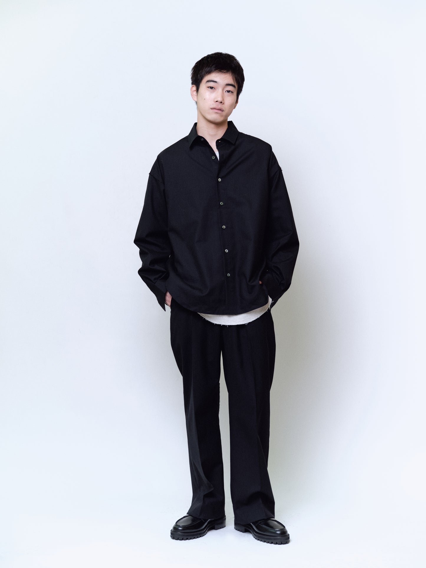 WOOL CALM SKIN WIDE SHIRT : CUT-OFF