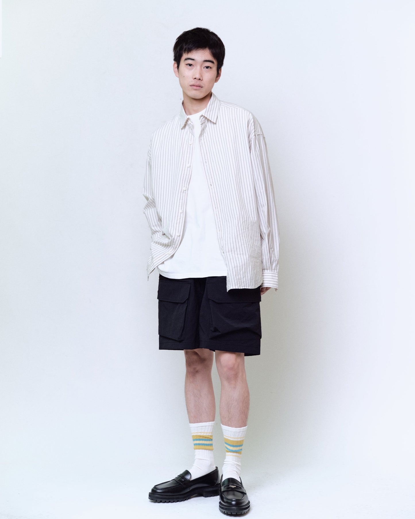 NYLON TWILL ONE TUCK CARGO SHORTS : TELE CUT