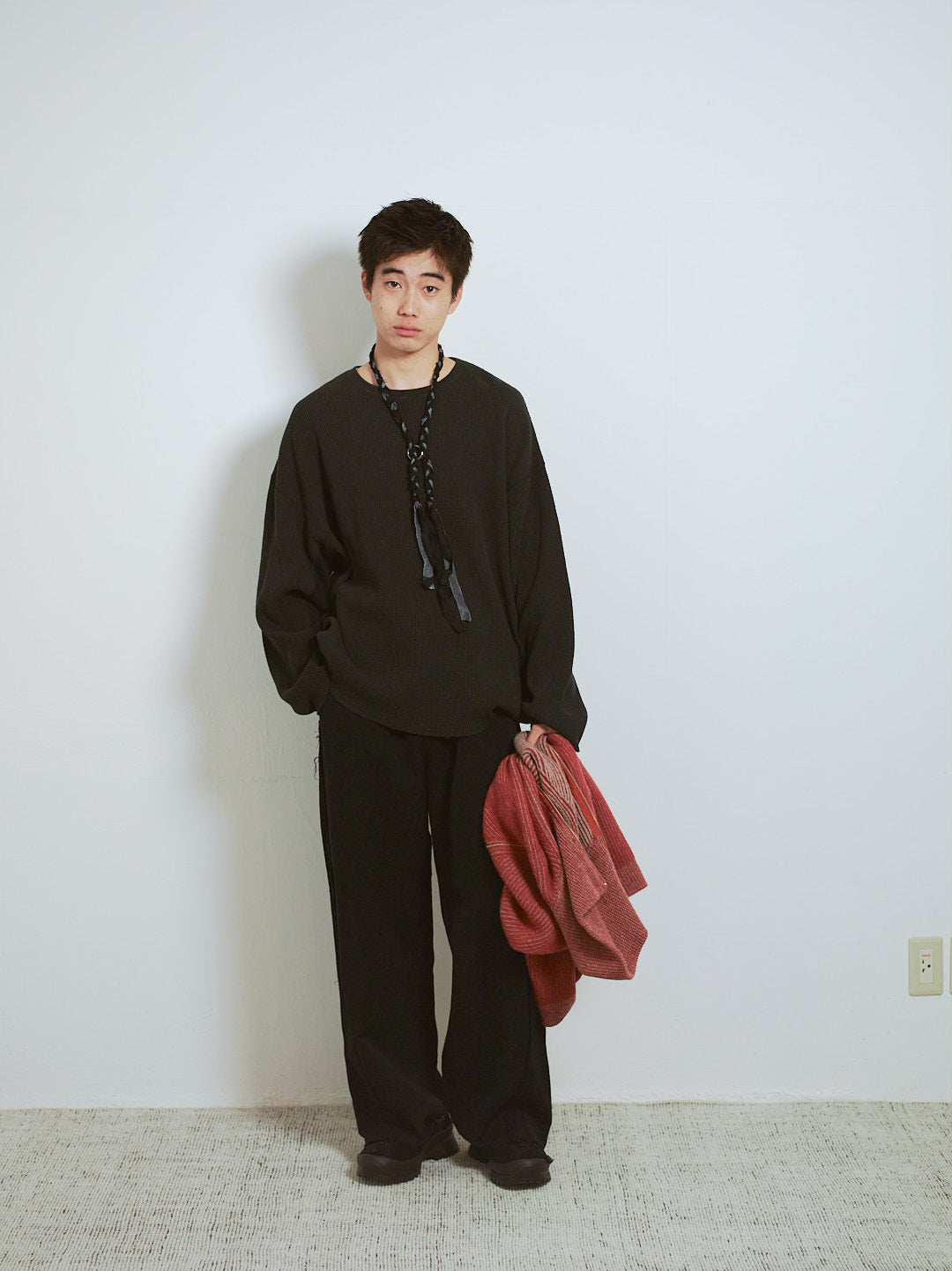 WAFFLE SIDE RIB LOOSE SLEEVE TEE