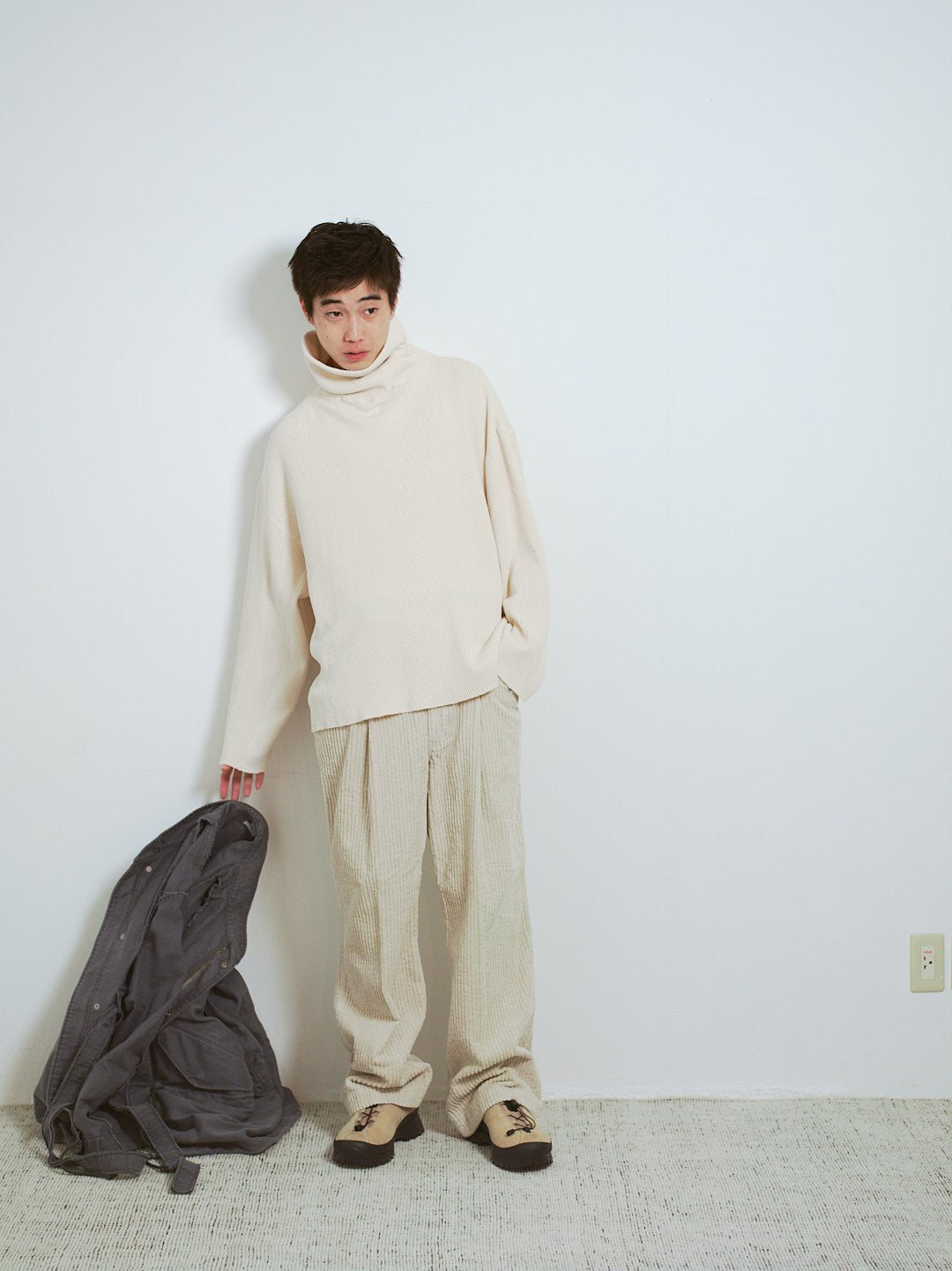 WAFFLE TURTLE NECK LOOSE SLEEVE TEE