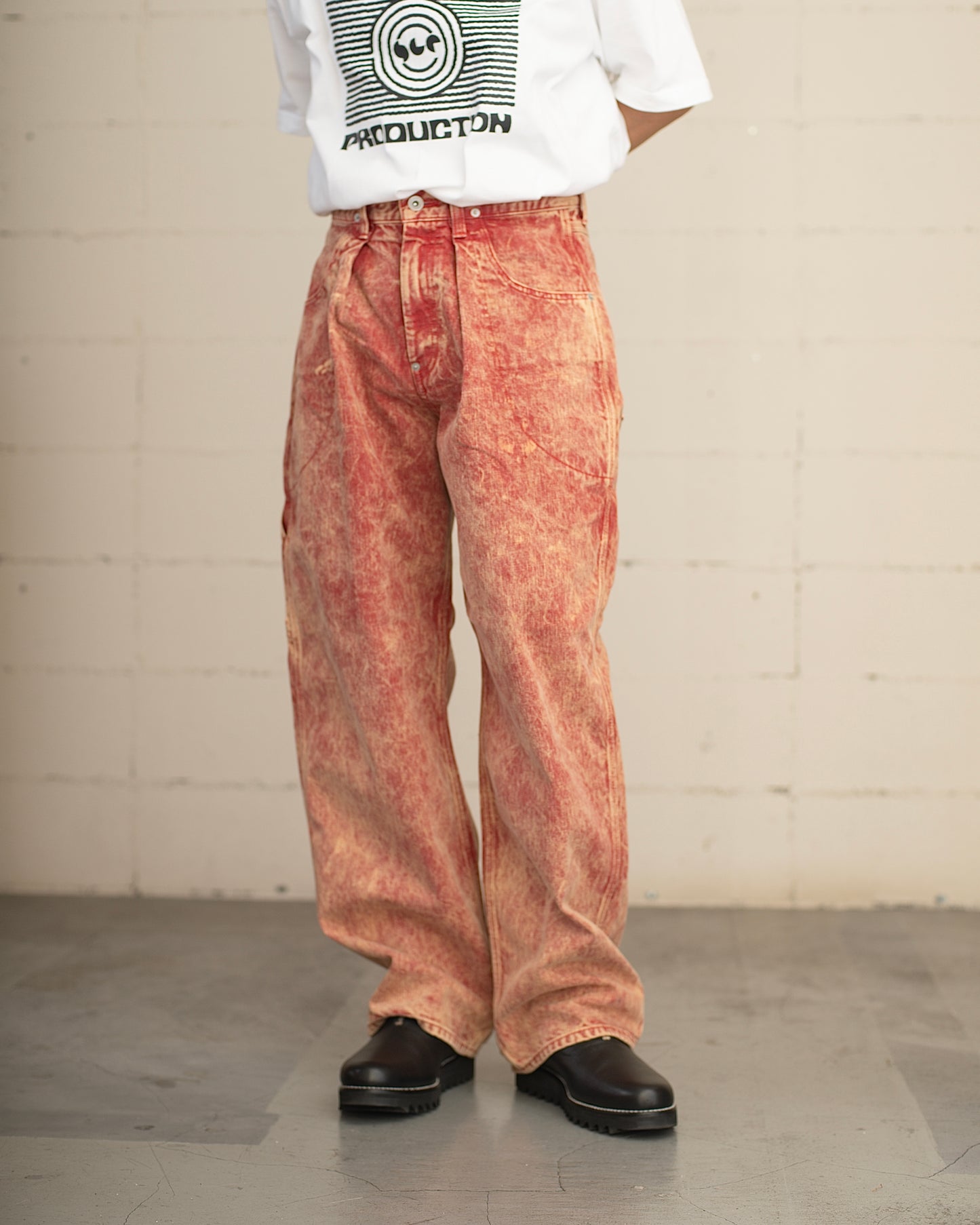 DAPPLE BLEACHED DENIM PAINTER PANTS