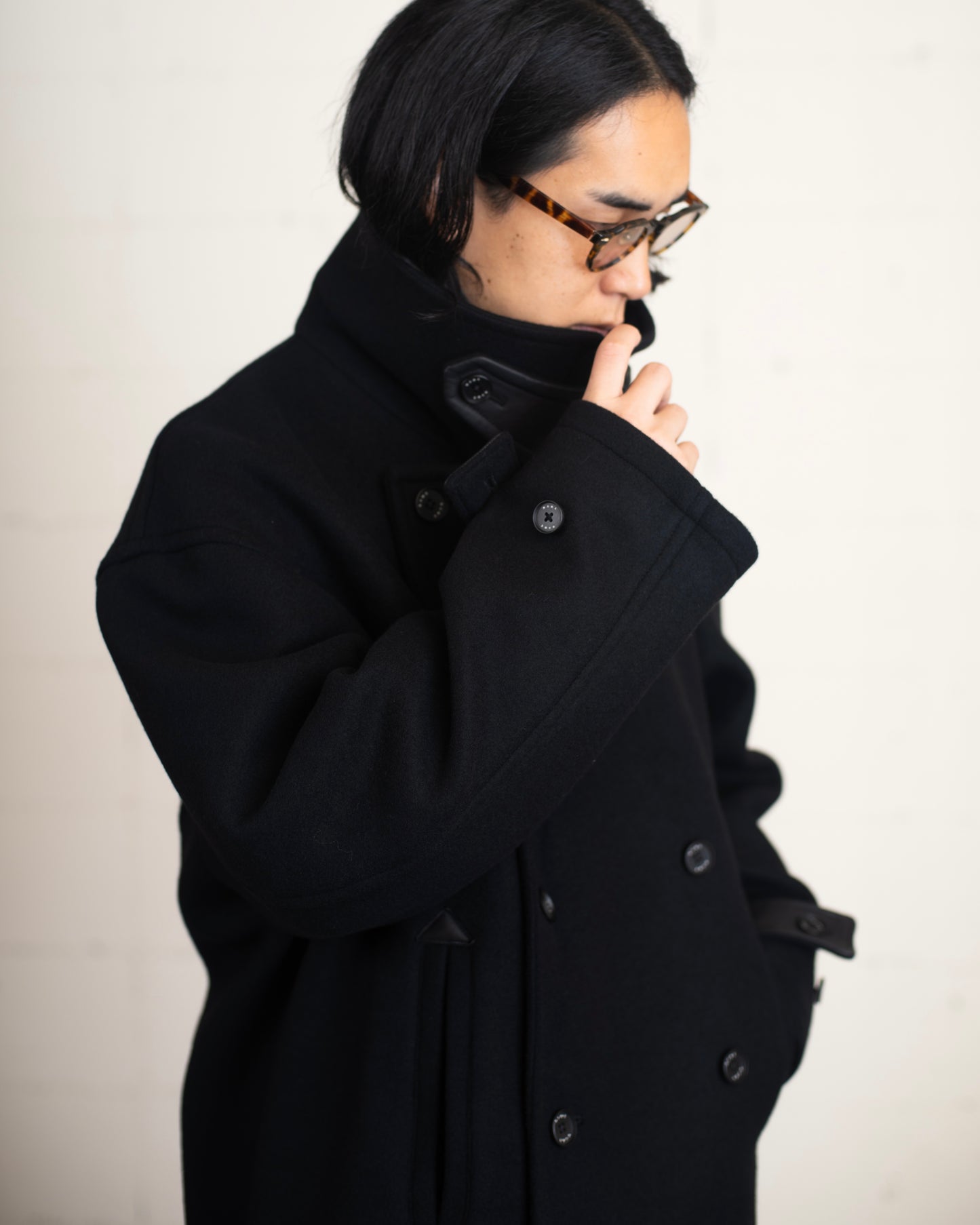 WOOL MELTON SWITCHING PEA COAT