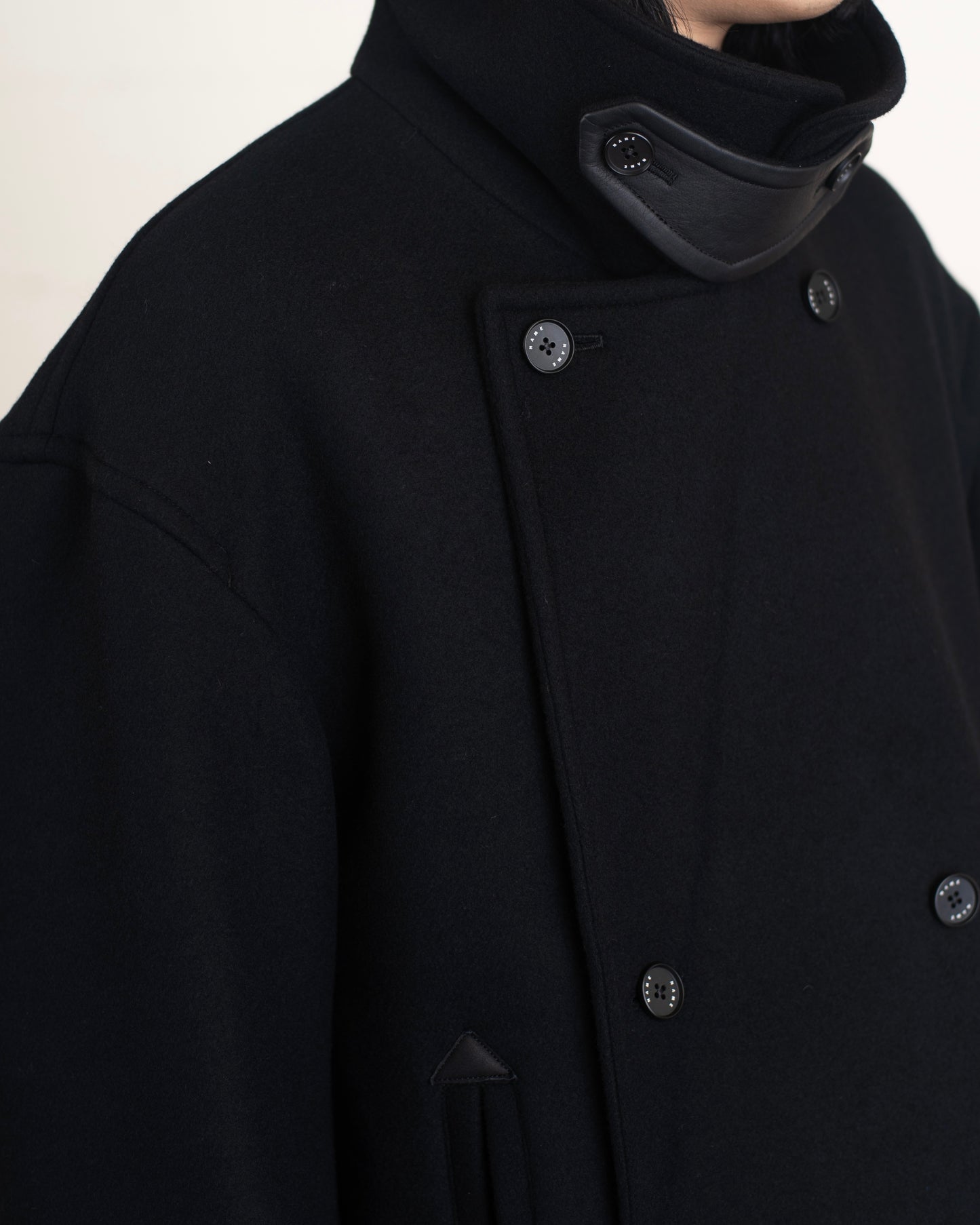 WOOL MELTON SWITCHING PEA COAT