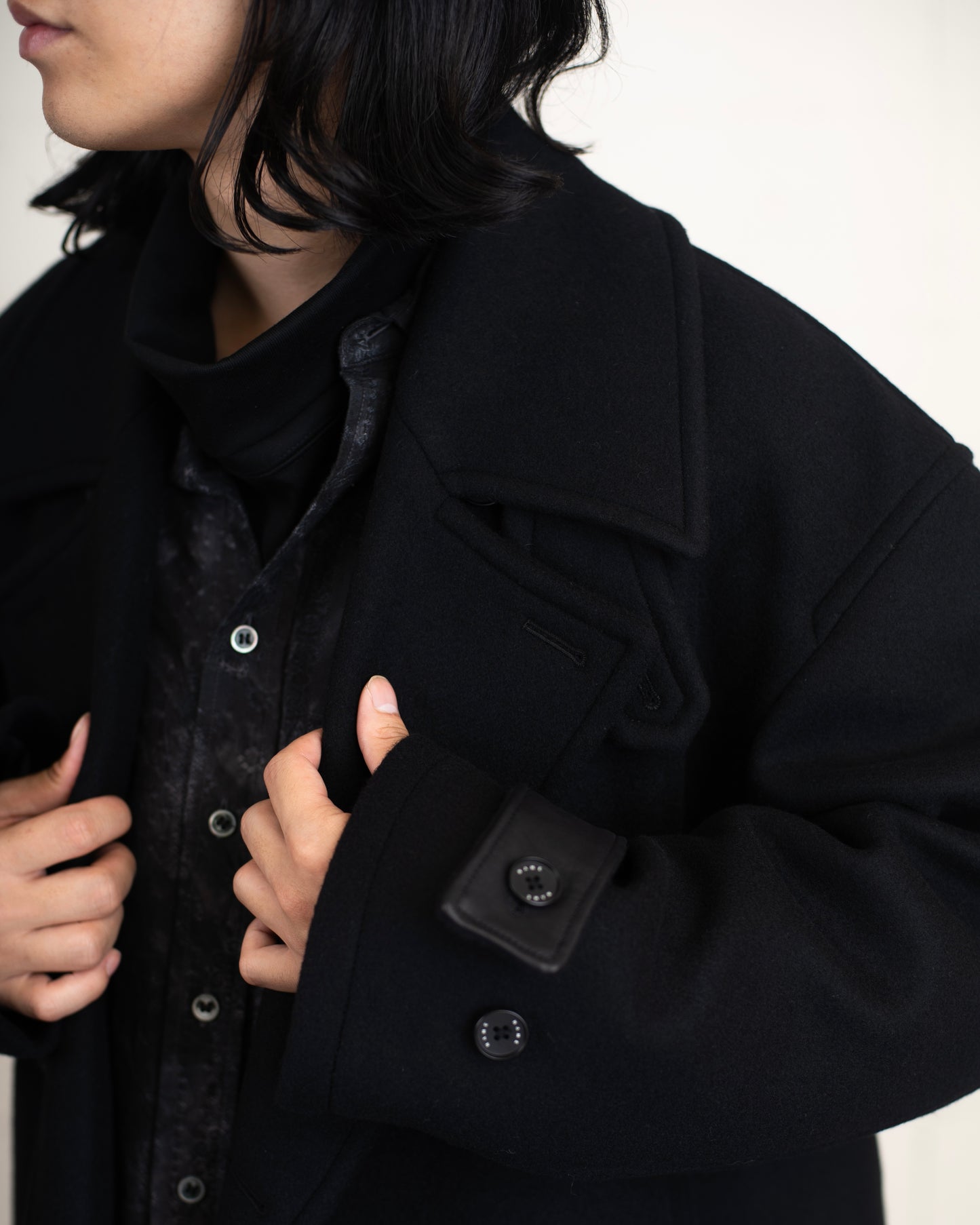 WOOL MELTON SWITCHING PEA COAT