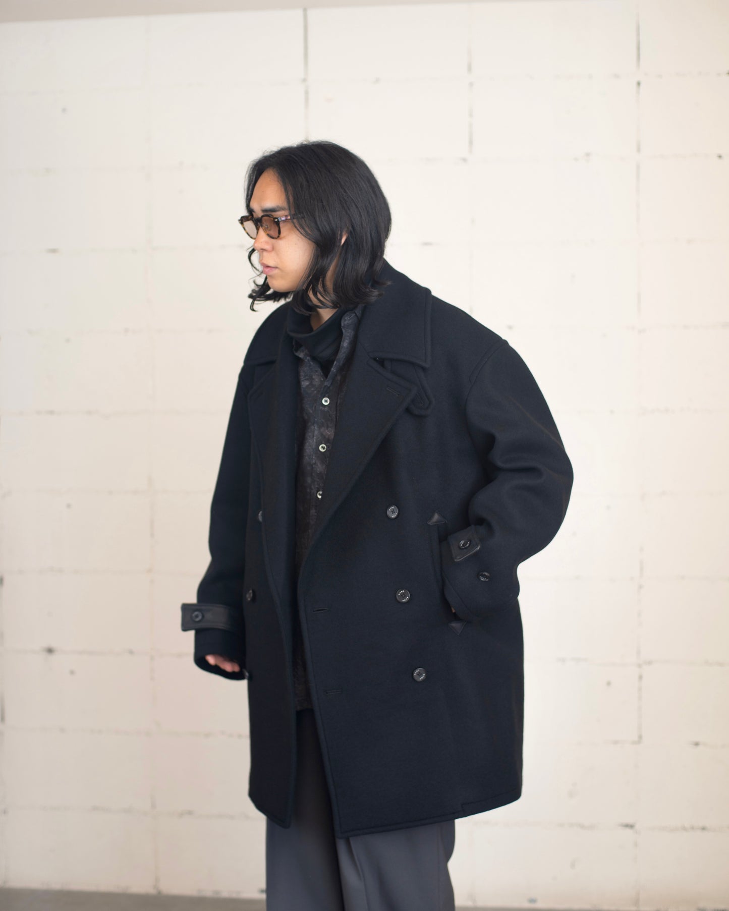 WOOL MELTON SWITCHING PEA COAT