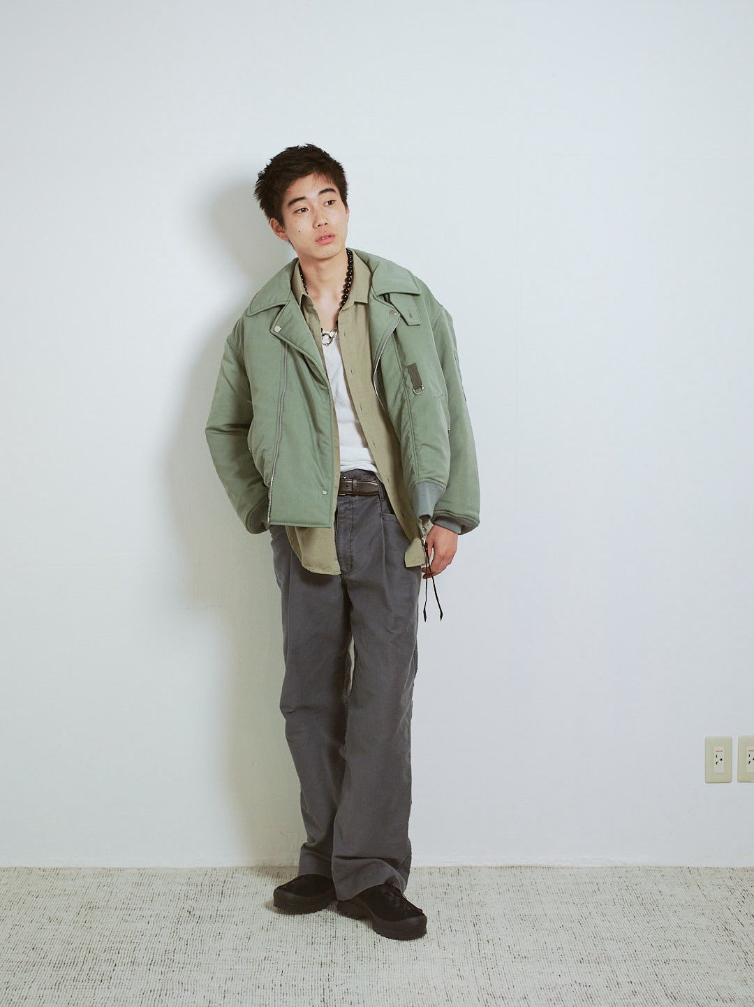 COTTON MALL SKIN HIGH WAIST WORK PANTS