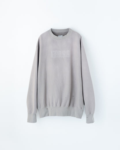 REVERSE SWEAT SHIRT : CRACK PRINT&FADED