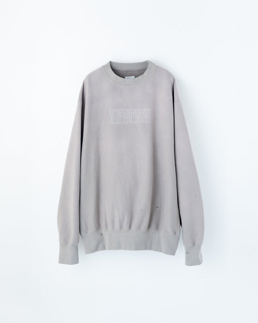 REVERSE SWEAT SHIRT : CRACK PRINT&FADED