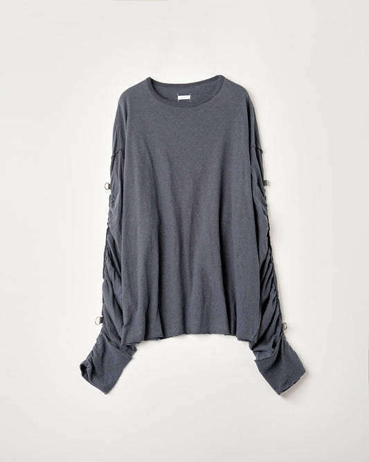 GATHERED LONG SLEEVE TEE : MUSLIN