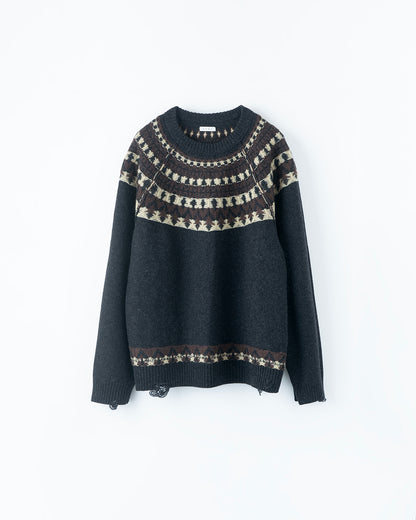 WOOL NORDIC KNIT SWEATER : INSIDE OUT PATTERN