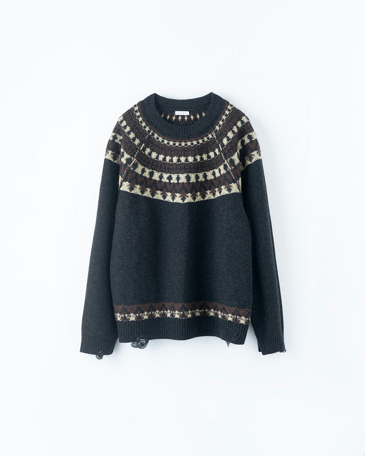 WOOL NORDIC KNIT SWEATER : INSIDE OUT PATTERN