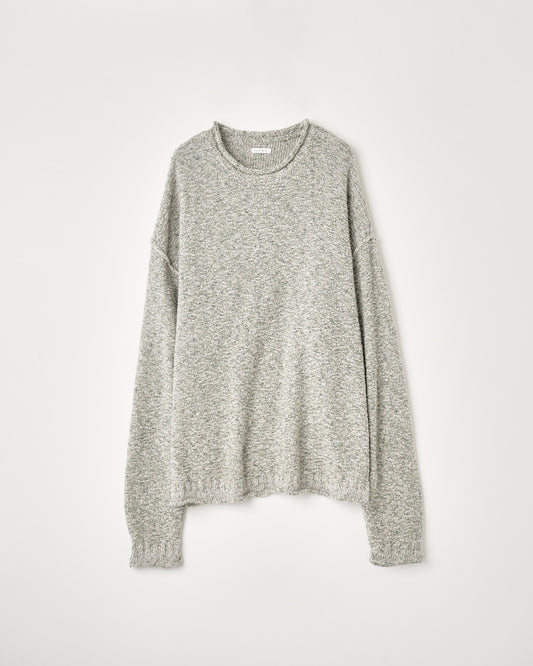 SHIFTED MELANGE KNIT PULLOVER : INSIDE OUT