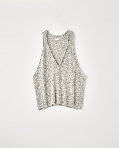 SHIFTED MELANGE KNIT VEST : INSIDE OUT