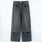 DENIM VENTILATION RAYERED PANTS : DISTRESSED