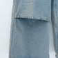 DENIM VENTILATION RAYERED PANTS : DISTRESSED