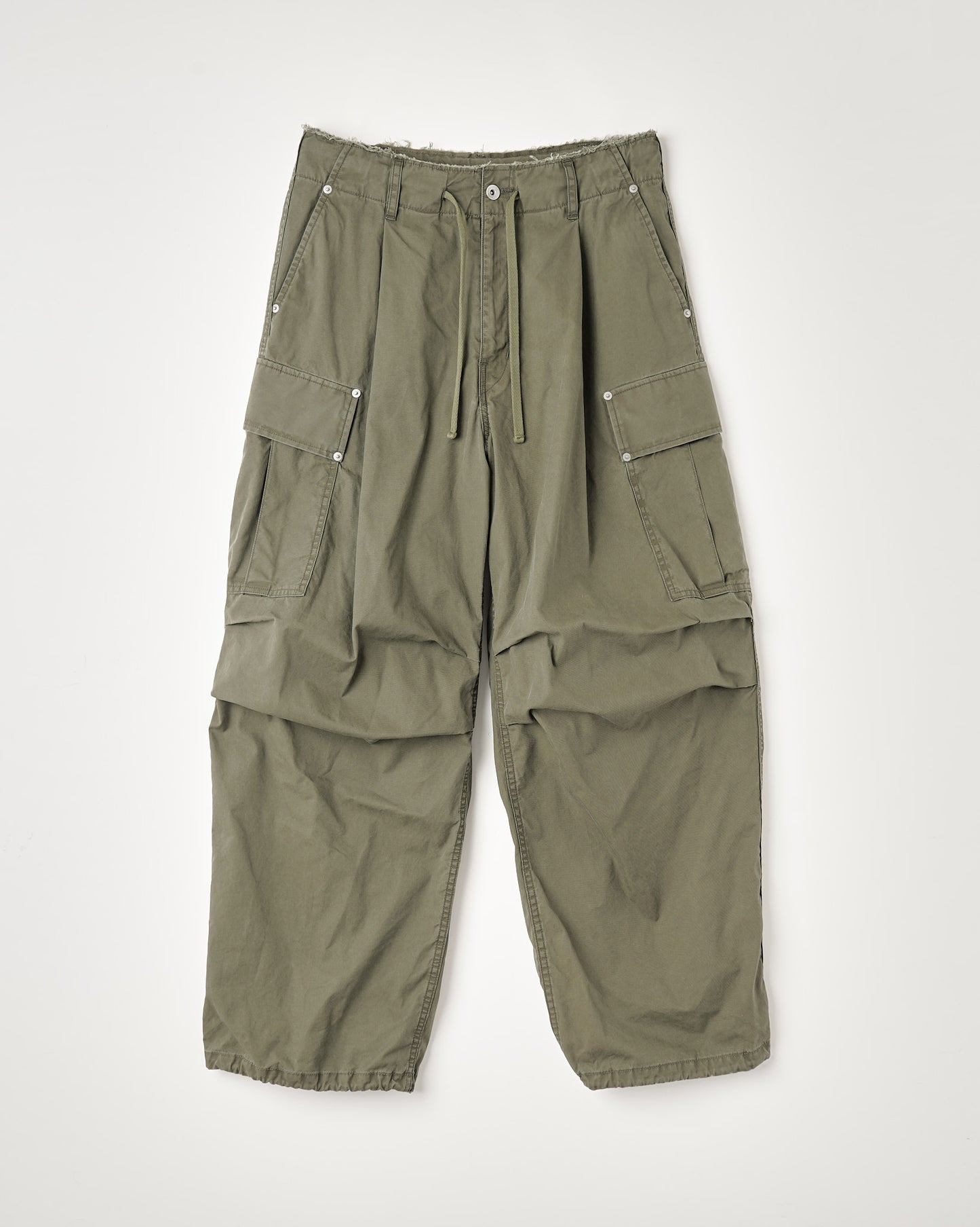 COTTON SERGE ONE TUCK CARGO PANTS : TELE CUT