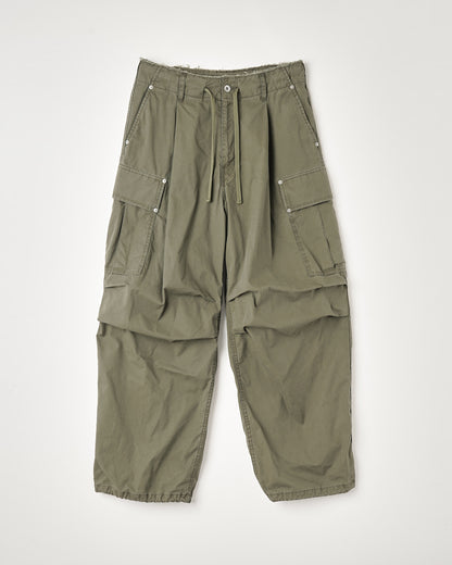 COTTON SERGE ONE TUCK CARGO PANTS : TELE CUT