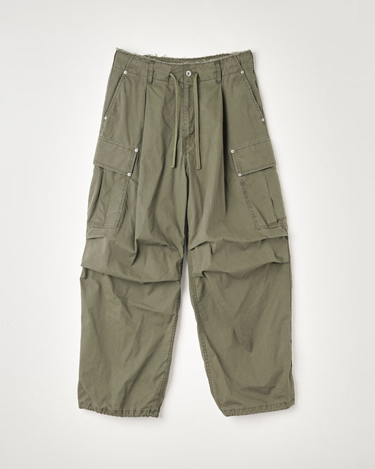 COTTON SERGE ONE TUCK CARGO PANTS : TELE CUT