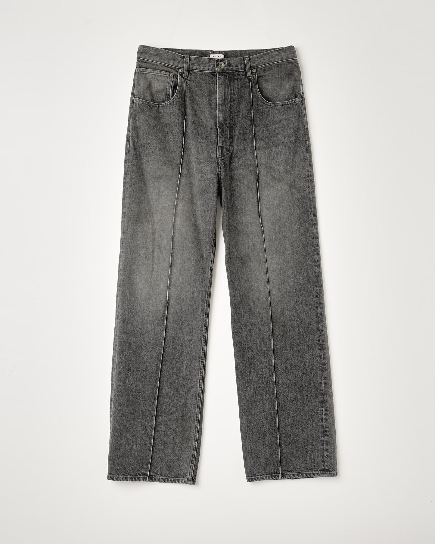 12oz DENIM STRAIGHT PINTUCK PANTS : DELTA SHAPE