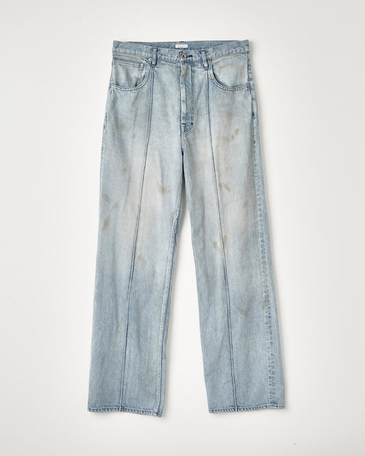 12oz DENIM STRAIGHT PINTUCK PANTS : DELTA SHAPE