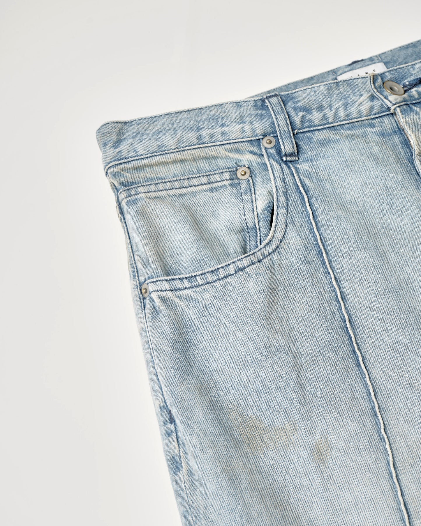 12oz DENIM STRAIGHT PINTUCK PANTS : DELTA SHAPE