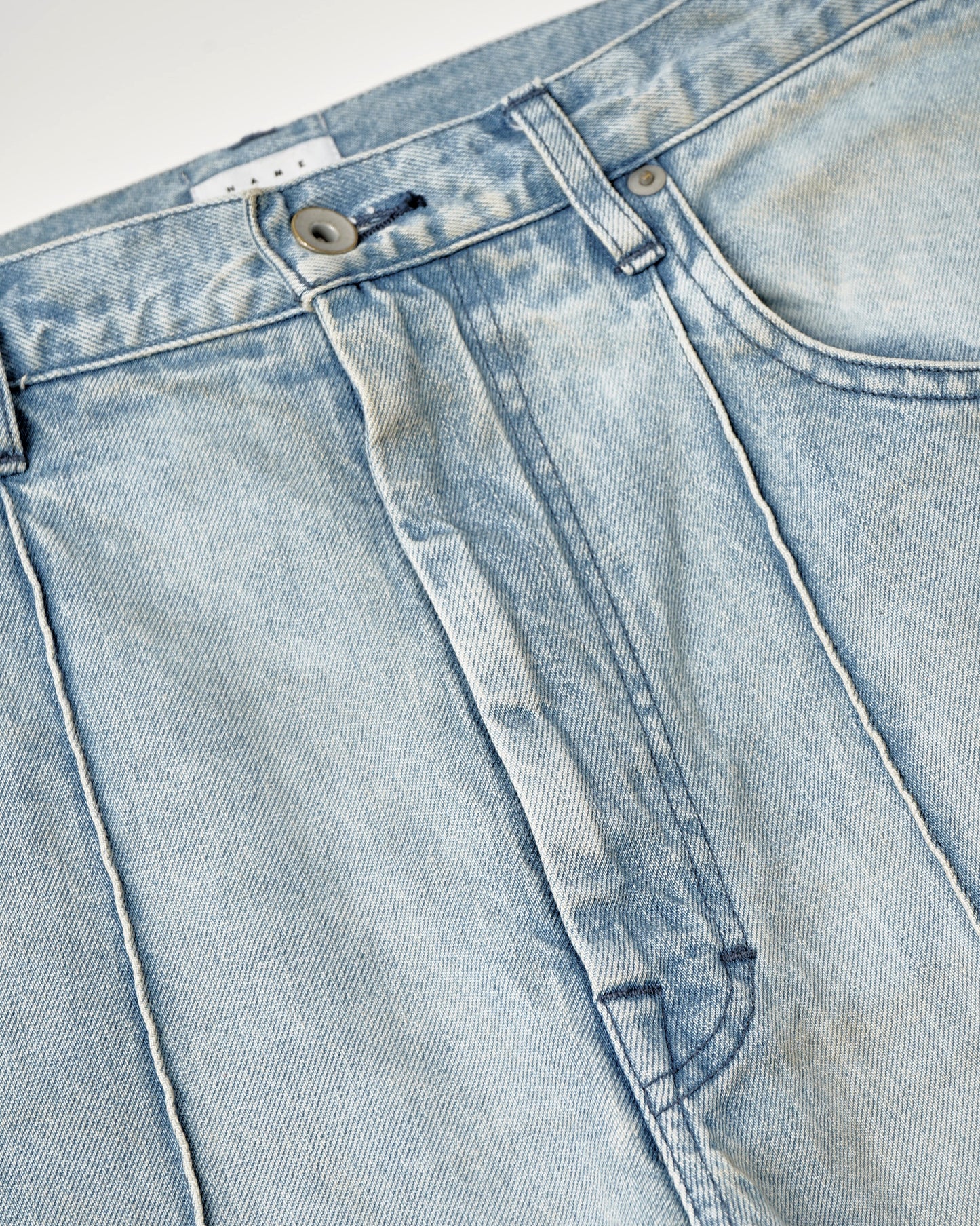 12oz DENIM STRAIGHT PINTUCK PANTS : DELTA SHAPE