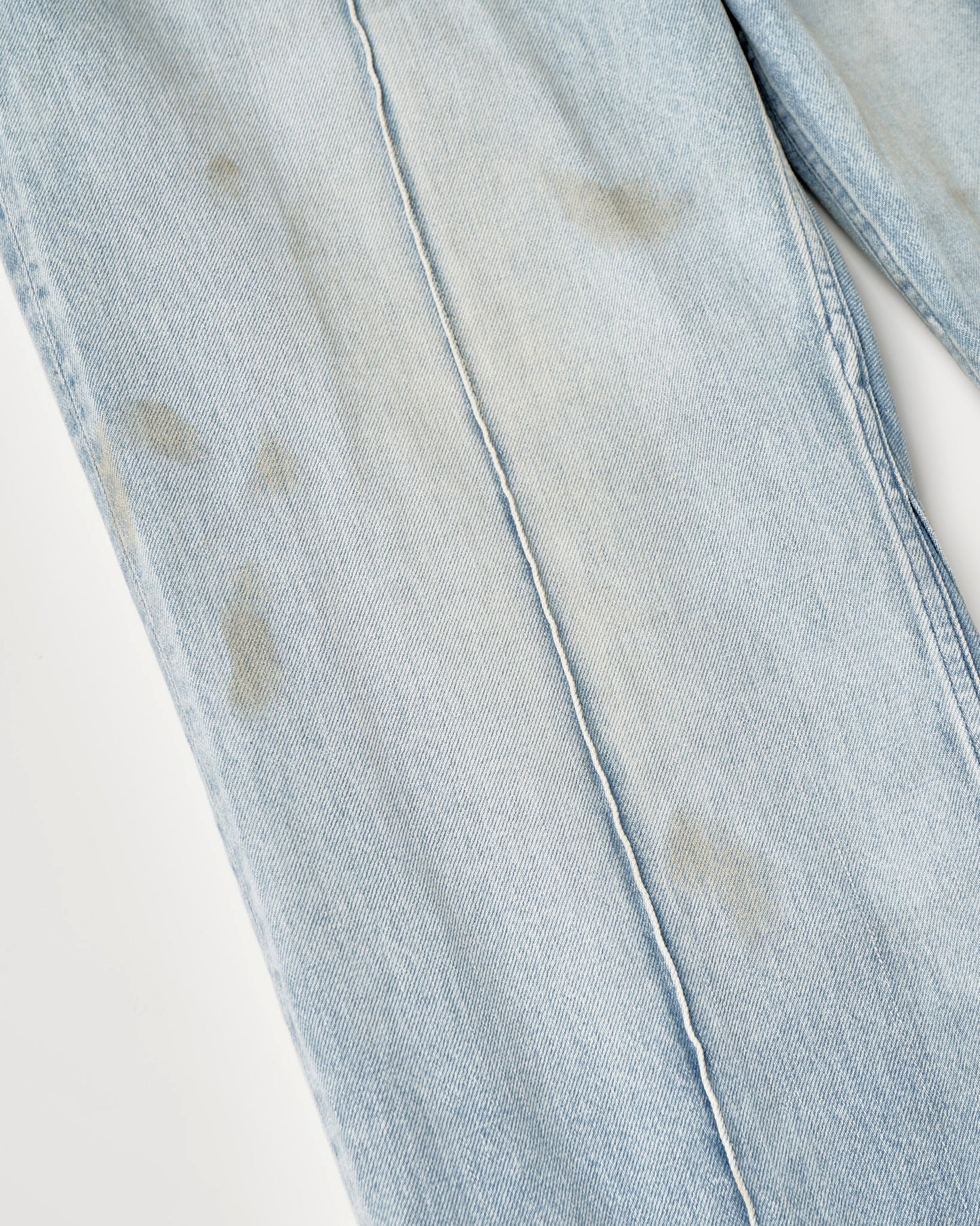 12oz DENIM STRAIGHT PINTUCK PANTS : DELTA SHAPE