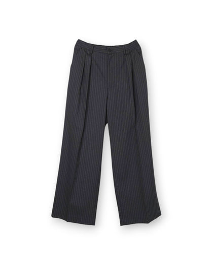 WOOL STRIPED WIDE SLACKS