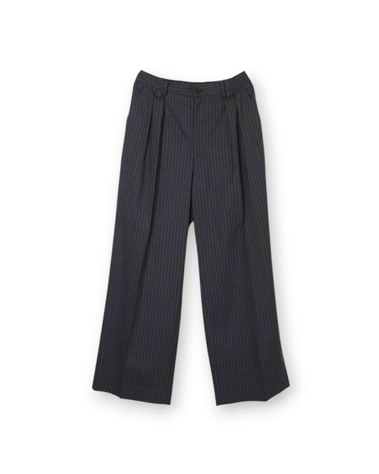 WOOL STRIPED WIDE SLACKS