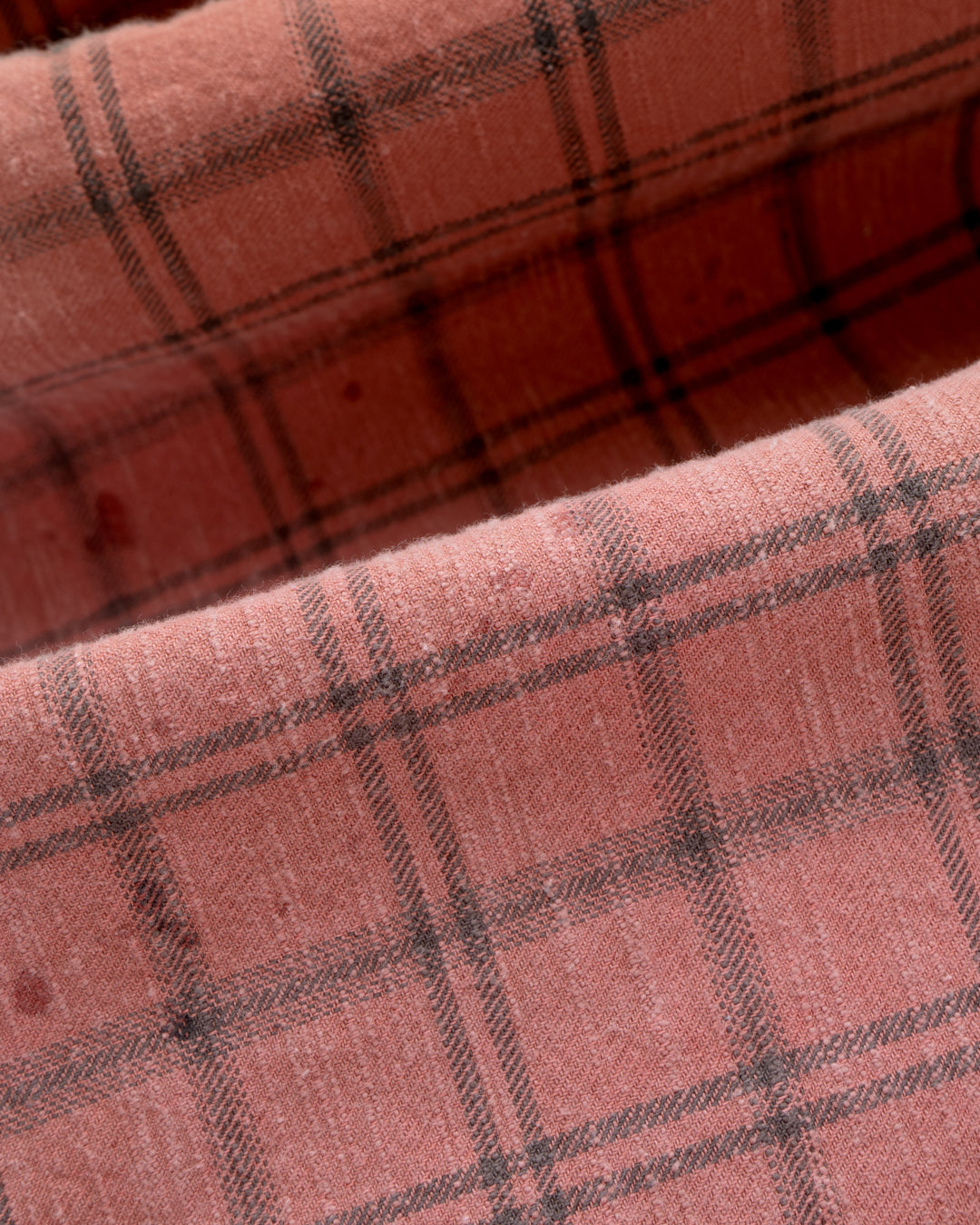COTTON FLANNEL PLAID OPEN COLLAR SHIRT : DISTRESSED