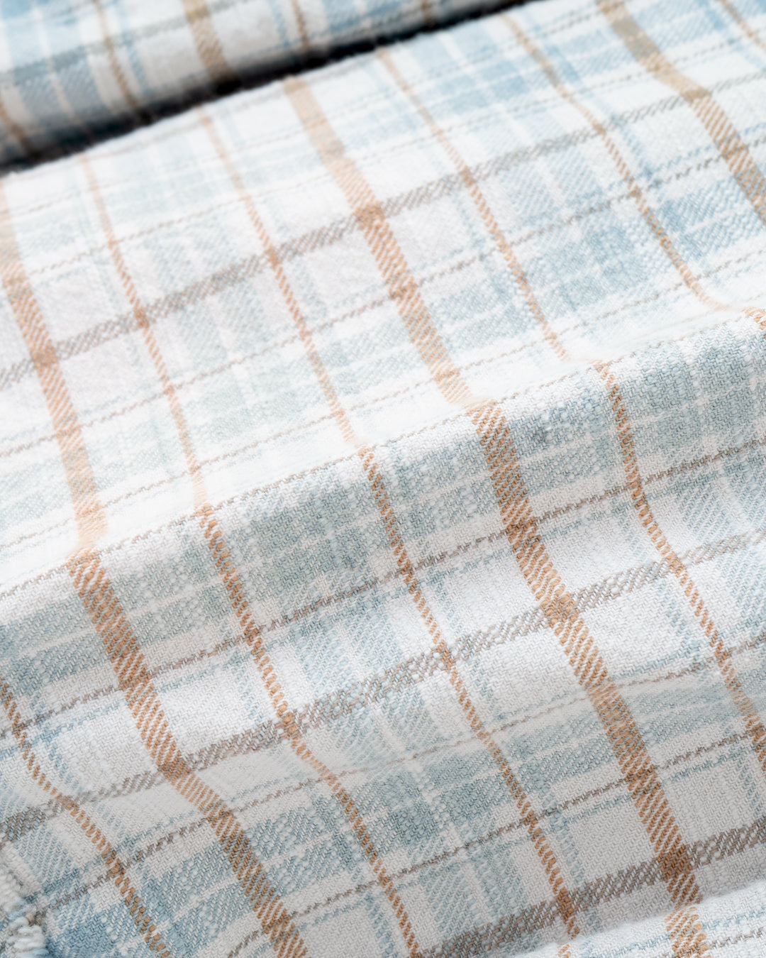 COTTON FLANNEL PLAID OPEN COLLAR SHIRT : DISTRESSED