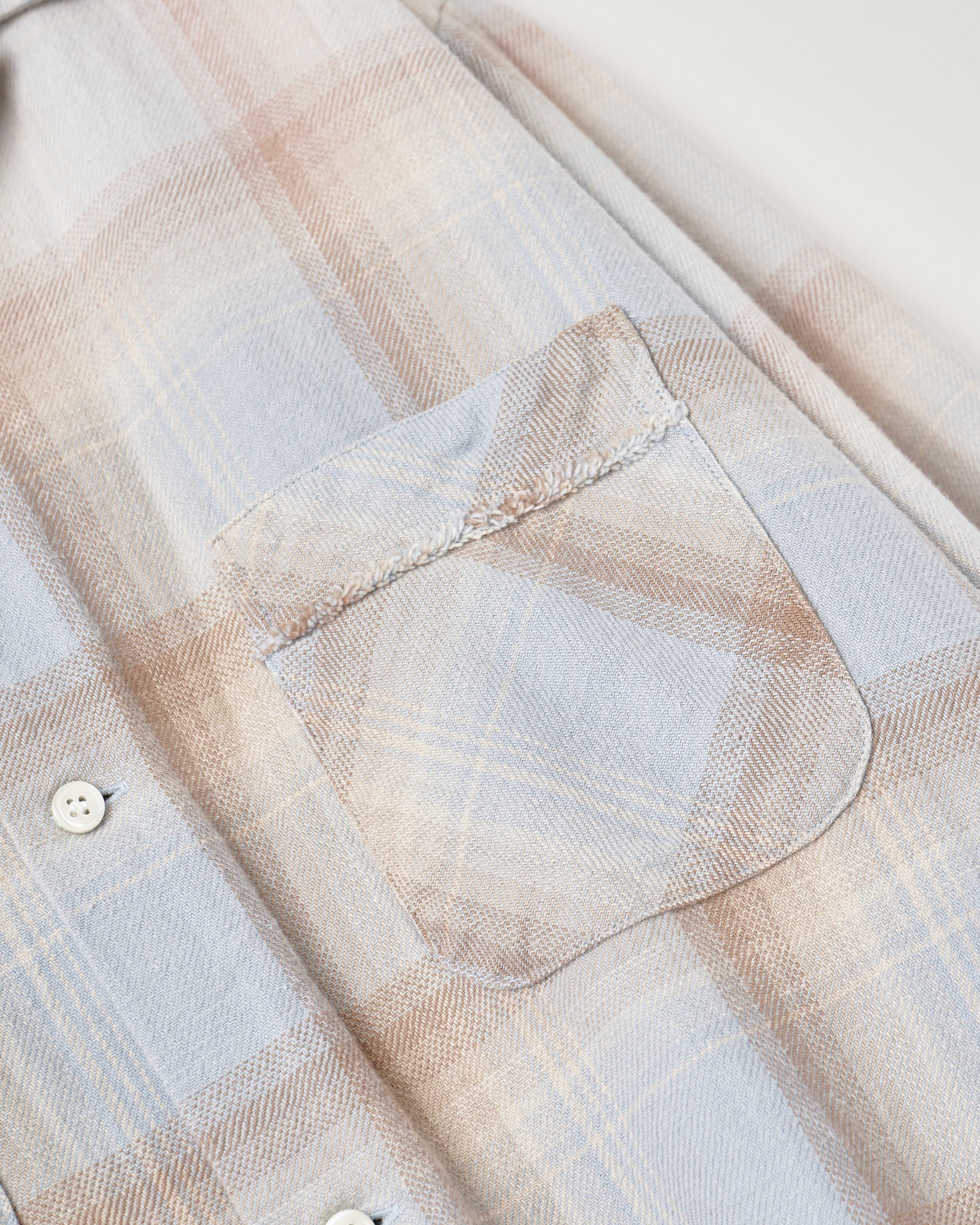 COTTON FLANNEL PLAID OPEN COLLAR SHIRT : DISTRESSED – Name