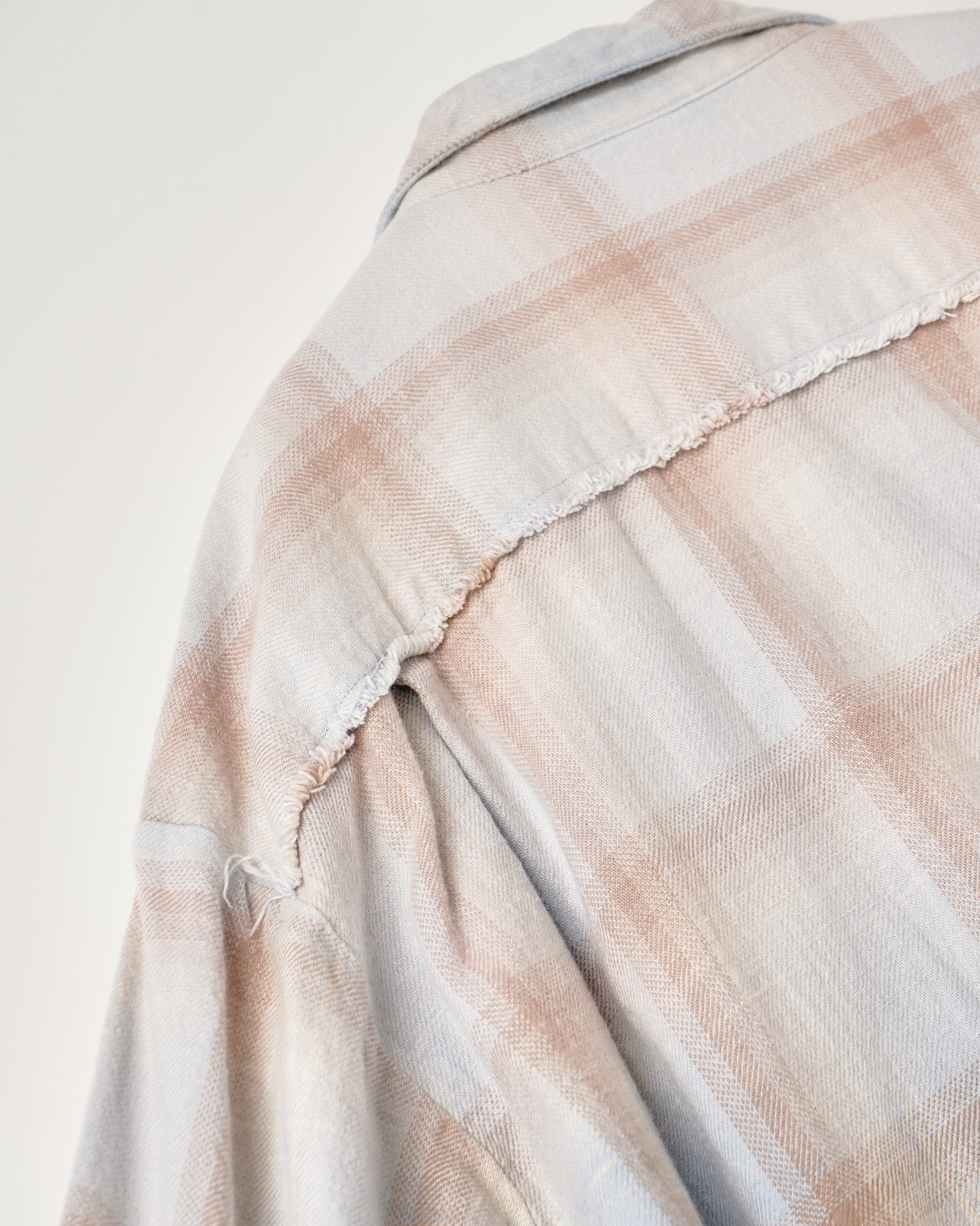 COTTON FLANNEL PLAID OPEN COLLAR SHIRT : DISTRESSED – Name