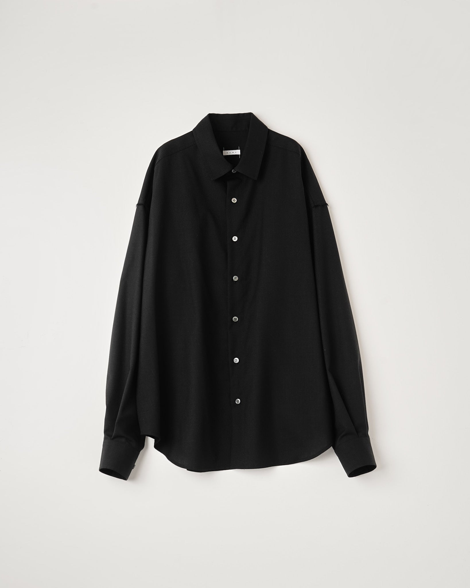 WOOL CALM SKIN WIDE SHIRT : CUT-OFF – Name. OFFICIAL STORE